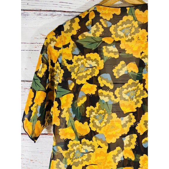 Lularoe Shirley Top Small Kimono Duster Midi Cover Up Sheer Floral Boho Hippy - Picture 8 of 12
